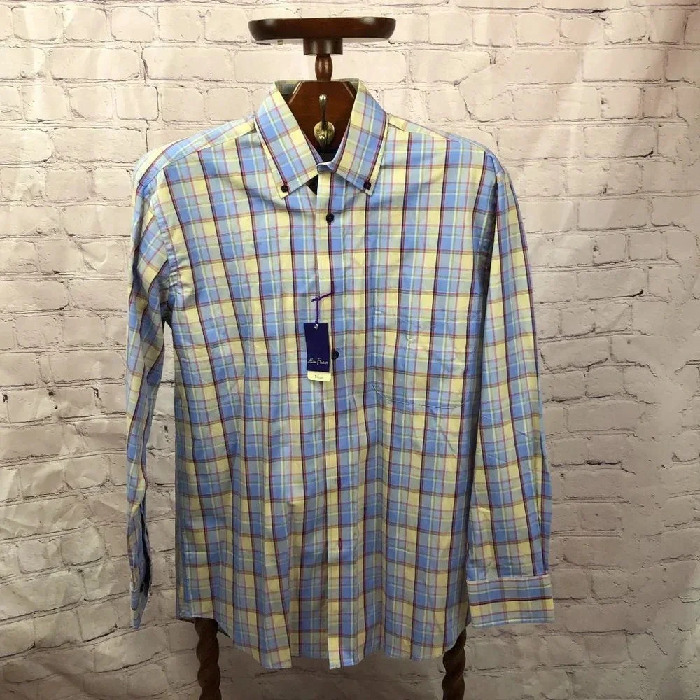 alan flusser plaid shirts for men size small